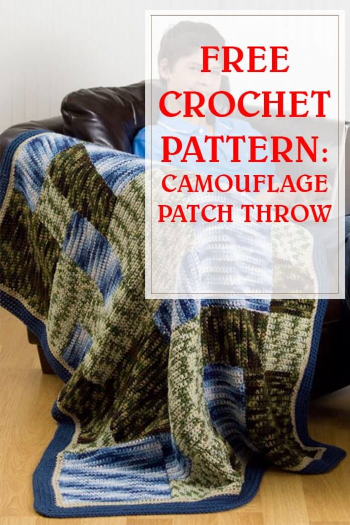 Camouflage Patch Throw Free Crochet Pattern