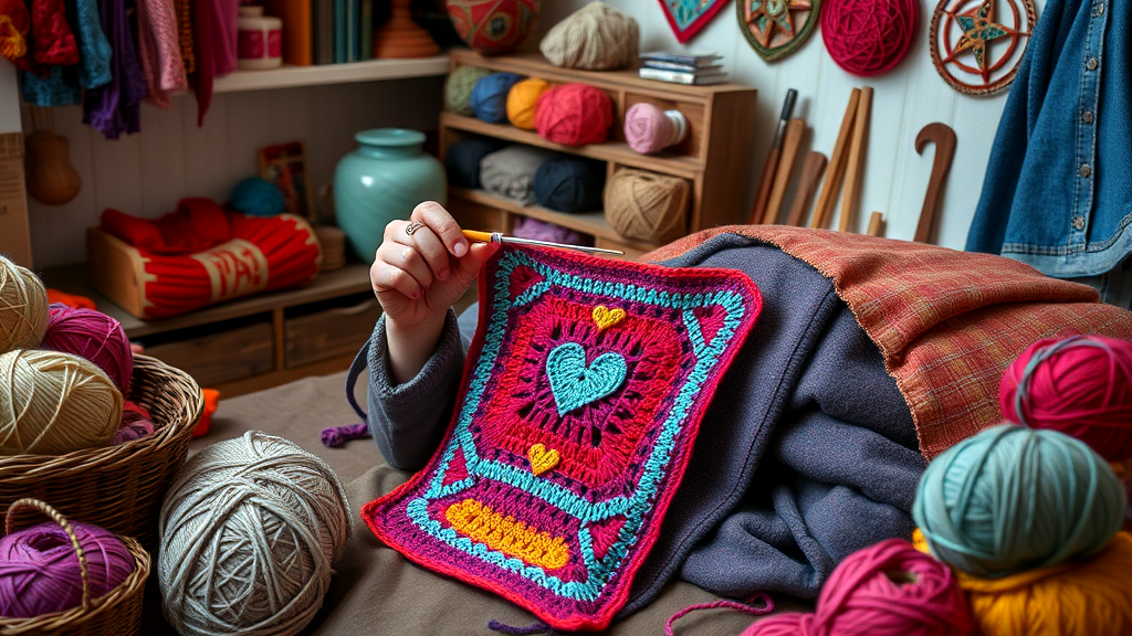 Crochet Heart Square Pattern