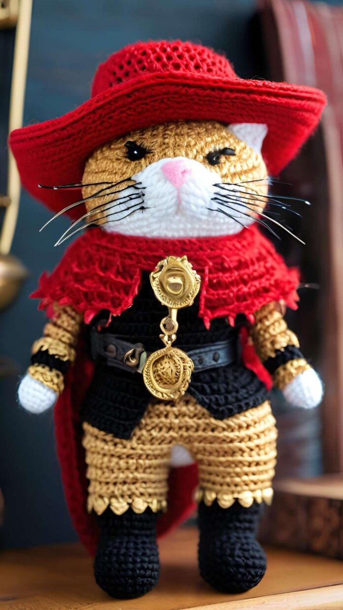 Dashing Puss in Boots Amigurumi Display