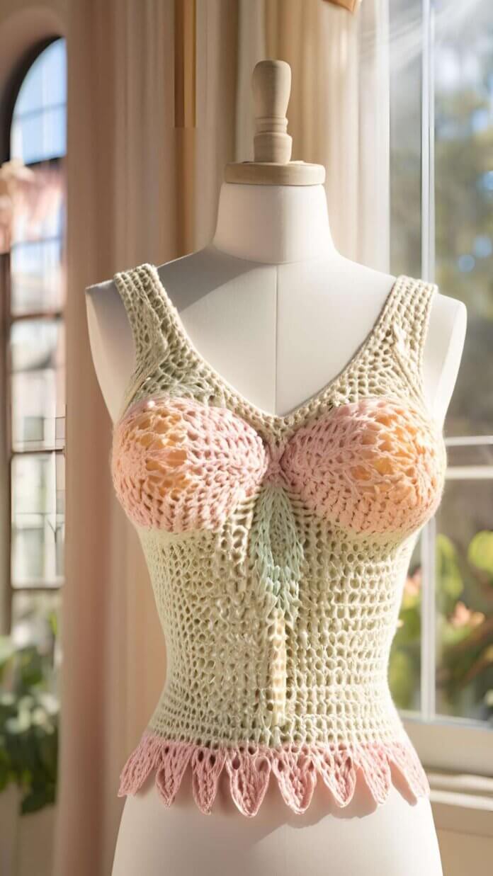 Ethereal Butterfly Crochet Top Display