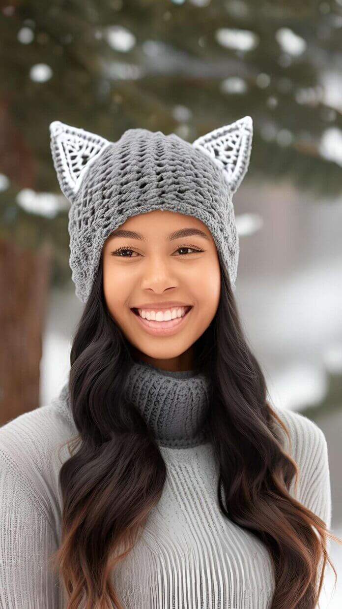 Whimsical Cat Ear Beanie Lifestyle Shot